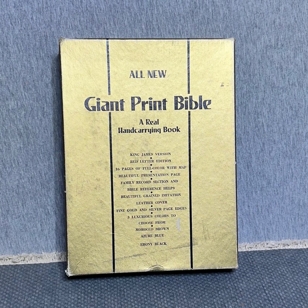 Vintage 1973 Giant Print Bible King James Version Red Letter Morocco Brown KJV